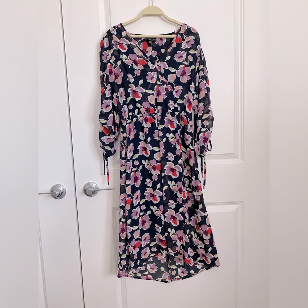Collection by Bobeau Sheer 3/4 sleeve dress with slip